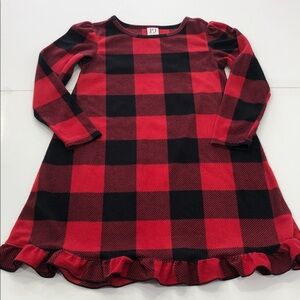 PJ Place Girls' Red & Black Buffalo Plaid Ruffle Hem Nightgown – Size Small 5/6